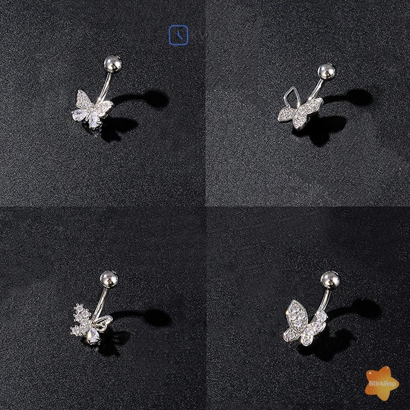 [KvJJL-t] Nhẫn Nút Nơ Thời Trang Nhẫn Thép Không Gỉ Zircon Rốn Xuyên Nhẫn Dành Cho Nữ Bé Gái Trang Sức Cơ Thể Gợi Cảm Món Quà Mới