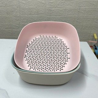 [Giá Xưởng] Bộ 3 Rổ Nhựa Vuông – Đựng Rau Củ Quả, Rau Sống, Nhẹ, Tiện Lợi, Đa Dụng