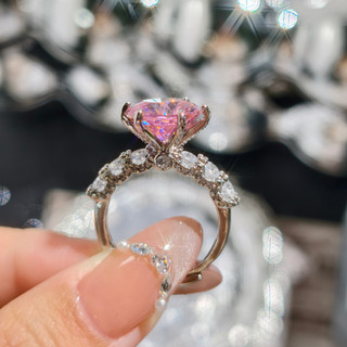 Châu Âu Mỹ ins Phong Cách Mới 5 Carat Nhiều Màu Sắc Zircon Sáu Móng Vuốt Mở Nhẫn Nữ
