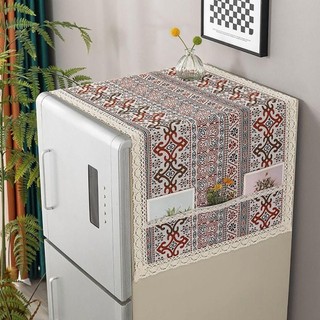 POCKETN 1 Tấm Che Bụi Tủ Lạnh, Có Túi Bảo Quản Vải Tủ Lạnh 55x120cm, Khăn Máy Giặt Vải Lanh Cotton Chống Bụi