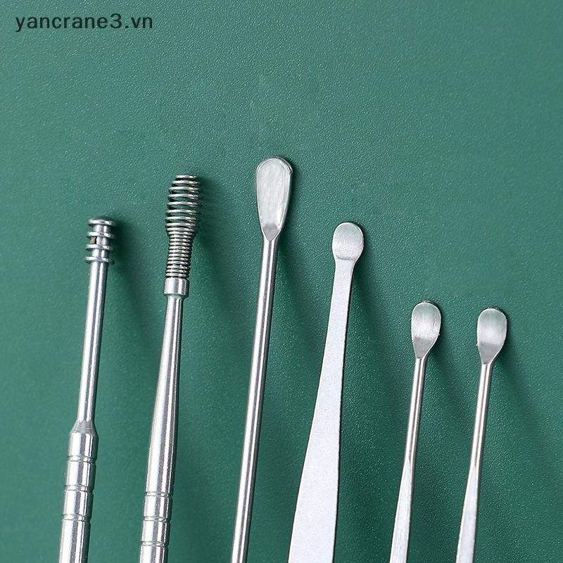 {YAN3} 6 Cái / bộ Dụng cụ lấy ráy tai Dụng cụ lấy ráy tai bằng thép không gỉ Dụng cụ xỏ lỗ Earwax Curette Spoon Care Ear Clean Tools {yancrane3.vn}