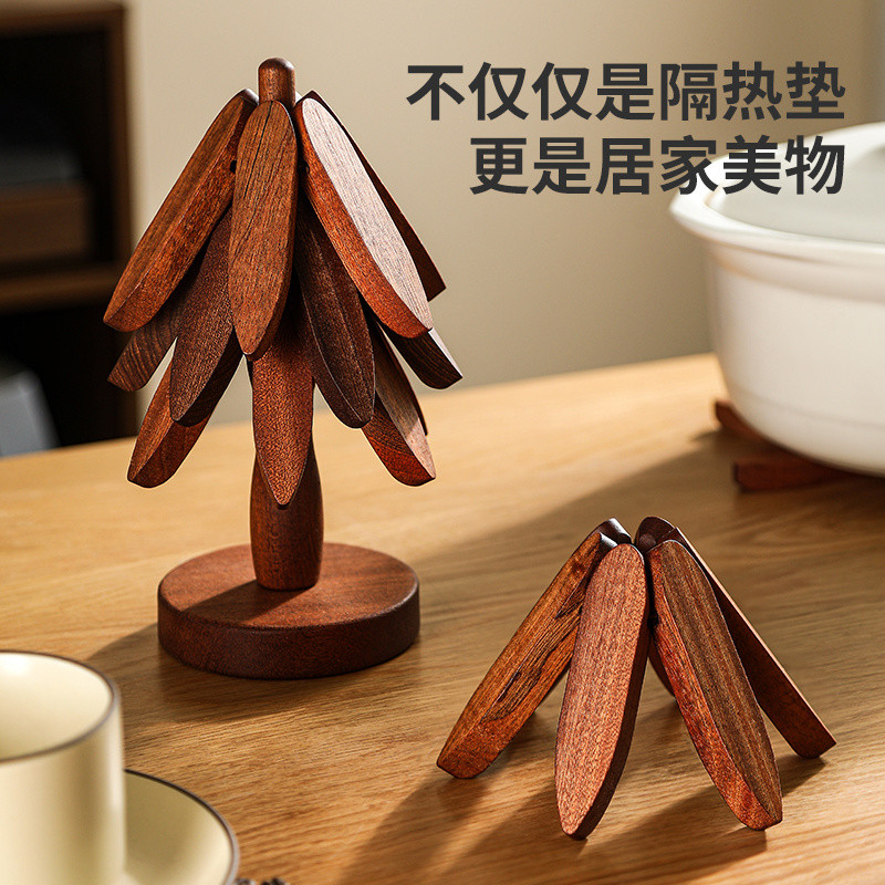 Thảm cách nhiệt bằng gỗ nguyên khối, bàn ăn sáng tạo hình cây cao cấp, đế lót ly chống bỏng hình cây nhỏ, thảm nồi, thảm bát, phong cách cây thông Noel