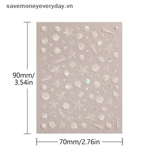 [savemoneyeveryday] Ánh sáng sáng sáng bóng Laser Sea Cosnch Starfish Keo dán móng tay nghệ thuật Làm móng tay Đề can móng tay Cuộc sống biển tuyệt vời [vn]