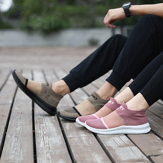 Giày nữ cỡ lớn thoáng khí, nhẹ, lười, thể thao, chạy bộ, đôi, lụa cá