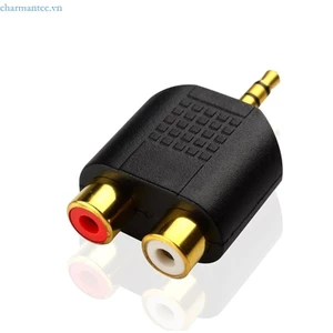 Charmantcc1 Di Động Mạ Vàng 3 5 Mm Stereo Cắm Sang 2RCA Đỏ + Trắng Nữ Kết Nối Adapter Cho Tivi Điện Thoại Notebook Bàn Làm Việc