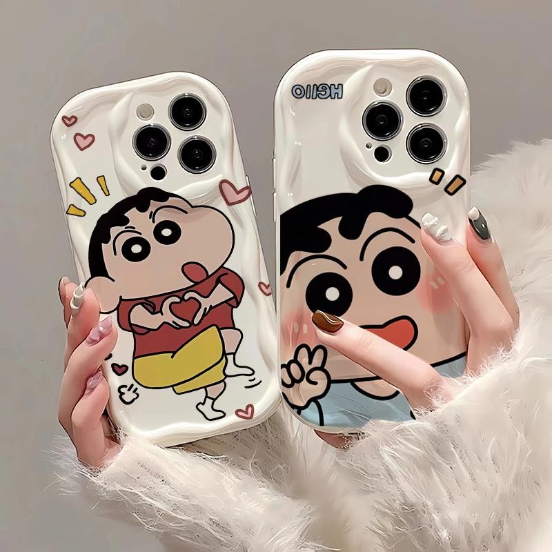 Vỏ Cho Samsung Galaxy A15 A55 A54 A35 A14 A23 A24 A34 A52 A53 A32 A13 A22 A25 A04 A04E A52S Ốp Lưng Ngộ nghĩnh Crayons Shin-chans Kem Dễ Thương Vồng Cạnh Camera Bảo Vệ