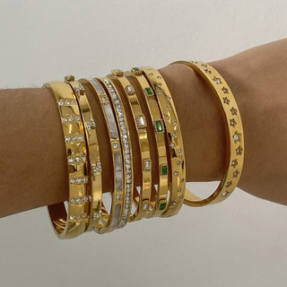 Châu Âu Mỹ ins Phong Cách Mới Thép Không Gỉ Zircon Khóa Vòng Tay Nữ