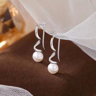 Bông tai ngọc trai bạc S925 Trang sức thời trang đơn giản Quà tặng nữ