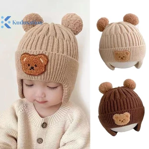 Kudosation Gấu Dễ Thương Dệt Kim Bịt Tai Mũ Cho Trẻ Em Mùa Đông Dày Ấm Áp Mũ Len Cho Trẻ Sơ Sinh Và Trẻ Tập Đi