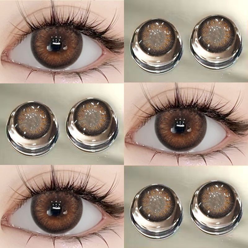 [0.00--6.00] Kính áp tròng Set 2 chiếc Ống kính áp tròng màu xám 14,5mm một năm 0,00---6,00 độ 03