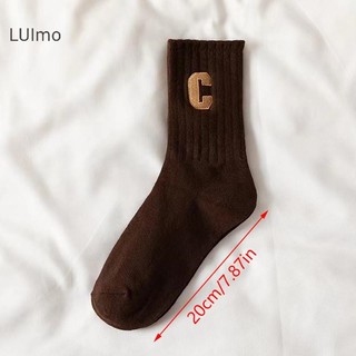 Luimo 1 Đôi Tất Ấm Áp Mùa Đông Cotton Vớ Màu Trơn Chữ Tất Vớ Nữ Hàng Dệt Kim Mùa Đông Tất SBS