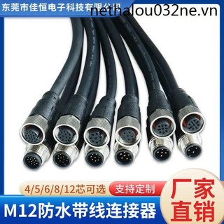 M12 hàng không cắm cáp 4/5/8/12 lõi, cảm biến chống thấm nước, đầu nối PUR che chắn