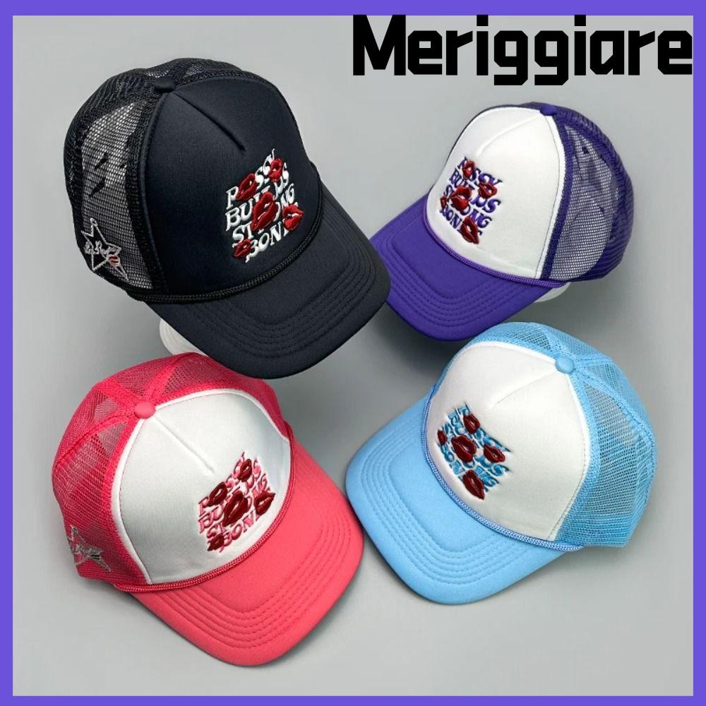 Mũ che nắng MERIGGIARE, Mũ bóng chày Cotton thoáng khí, Mũ xe tải đường phố chữ cái phong cách