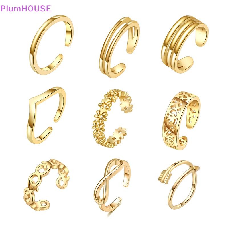 Plumhouse Nhẫn Ngón Chân Vàng 18K Có Thể Điều Chỉnh Cho Nữ Đi Biển Mở Ngón Nhẫn Hoa Mũi Tên Đuôi Pinky Ban Nhạc Nhẫn Chân Trần Trang Sức VN