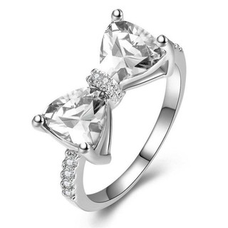Nhẫn Bạc S925 Nơ Zircon Đơn Giản Trang Sức Thời Trang Nữ Tặng 5