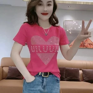Áo thun cỡ lớn dành cho nữ mùa hè 2025 thời trang mới áo thun giảm béo thông thường dành cho nữ