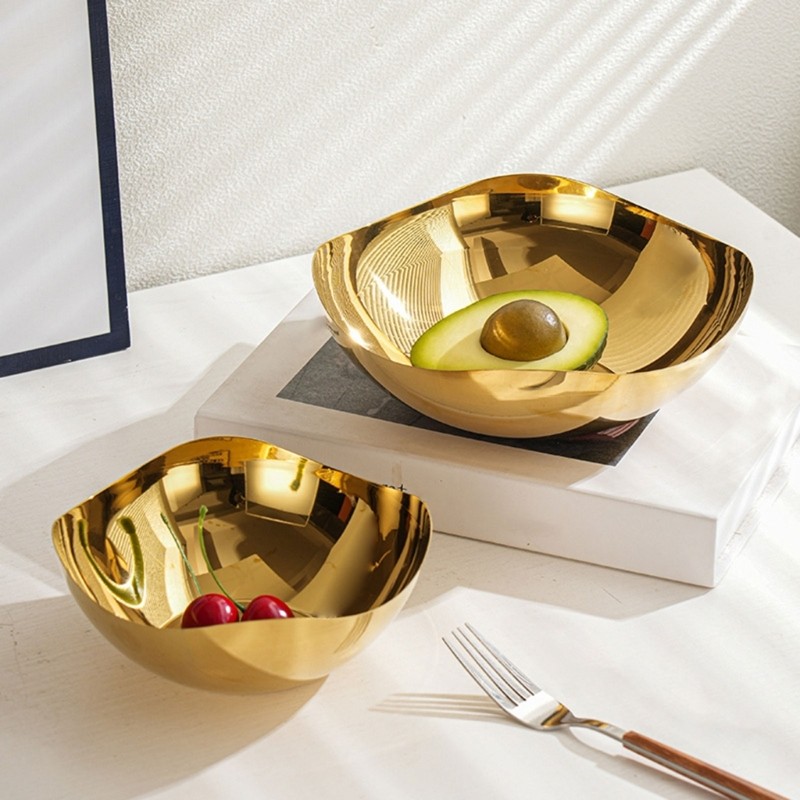 GOO Bát Salad Kim Loại Bàn Ăn Trung Tâm Bát Trang Trí Giỏ Trái Cây Hiện Đại