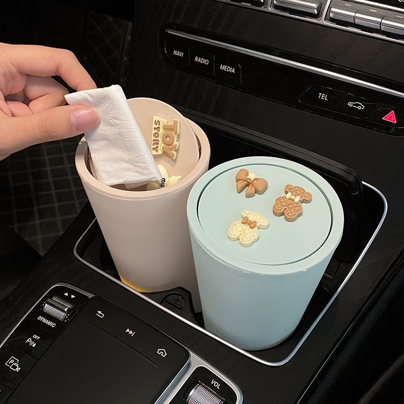 Thùng rác ô tô, Hộp đựng ô trong ô tô, Túi đựng rác đa chức năng hàng trước hoạt hình dễ thương, Xô đựng đồ ô tô