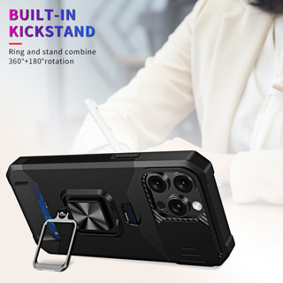 Dành Cho iphone 13 Pro Max / 12 Pro / 11 Ốp Lưng Có Trượt Camera Bao Đựng Thẻ Nhẫn Chân Đế Chịu Lực Bảo Vệ Mỏng Bao