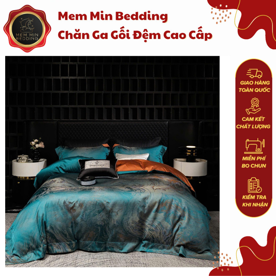 (L41183)Bộ Chăn Ga Gối Hoa Văn Tinh Tế Sự Kết Hợp Gam Màu Hiện Đại Và Họa Tiết Độc Quyền - MemMinbedding Luxury
