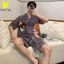 YHTN bộ ngủ nam chất lượng cao pijama quần áo đồ Tay Họa Tiết Hoạt Hình Thời Trang Mùa Hè Cho pijama nam