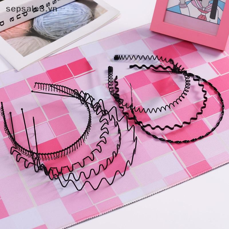 # Vn # Metal Men Women Unisex Black Wave Hair Hoop Wash Face Chiều rộng 5mm Thời trang Băng đô thể thao đơn giản Phụ kiện tóc.