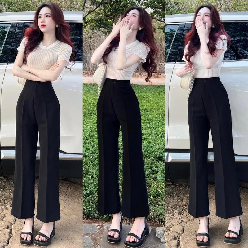 Quần Tây Ống Loe Lưng Cao 1 Cúc