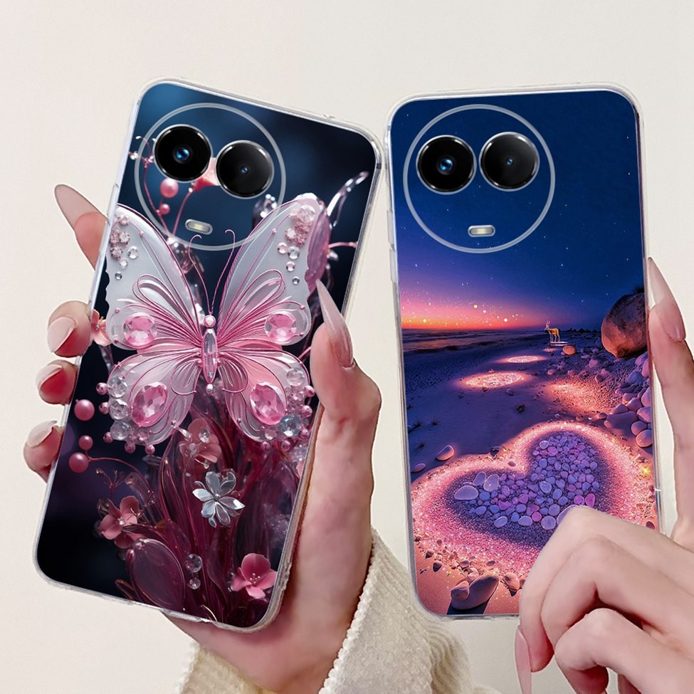 Dành Cho Realme V50 V50S Ốp lưng RMX3783 RMX3781 Ốp Lưng Realme V50 Ốp Lưng Trong Suốt Thẩm Mỹ Thời Trang Bướm Hoa Mèo Dễ Thương Tình Yêu Mềm TPU