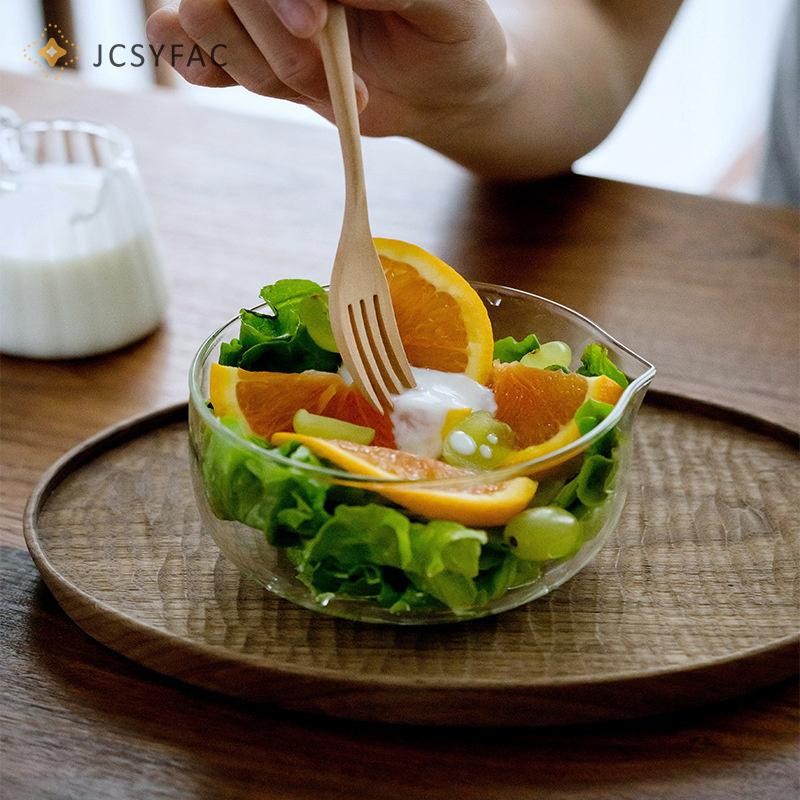 JCSYFAC 350 / 600ml Bát Trà Trong Suốt Có Vòi Hai Lớp Bát Matcha Nhật Bản Chịu Nhiệt Salad Trộn Bát Vi Sóng Mới