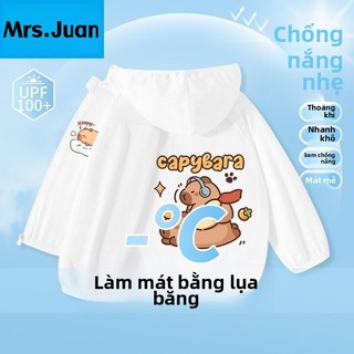 Áo khoác chống nắng bé trai bé gái 2026 mỏng nhẹ thoáng khí – Họa tiết Capybara dễ thương UPF100+
