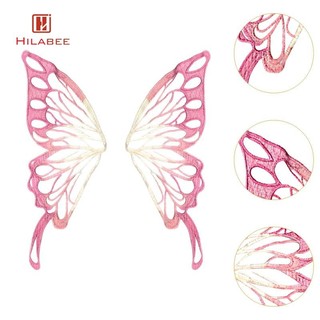 [hilabee] 1 Cặp Bướm Ren Đính Cổ Tích Cánh May Trên Miếng Dán May Trang Trí DIY Quần Áo Trang Trí Cho Mũ / Túi Trang Trí