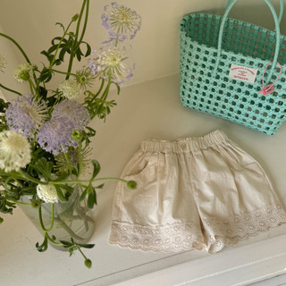 Quần short ren bé gái cotton mùa hè, thun thoải mái, phong cách Hàn Quốc