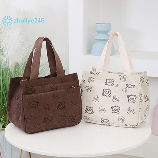 < zhuliye246 > Túi xách vải nhung in hình hoạt hình dễ thương Túi xách đa năng nhân viên văn phòng Bữa trưa Túi Tote Bento
