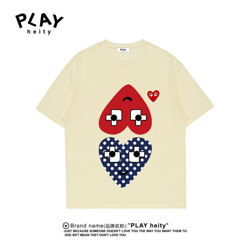 CHƠI Áo Thun Nữ Tay Ngắn Rời Nam Nữ 2025 Cotton Nguyên Chất Thời Trang Trái Tim Thêu Cặp Đôi Top