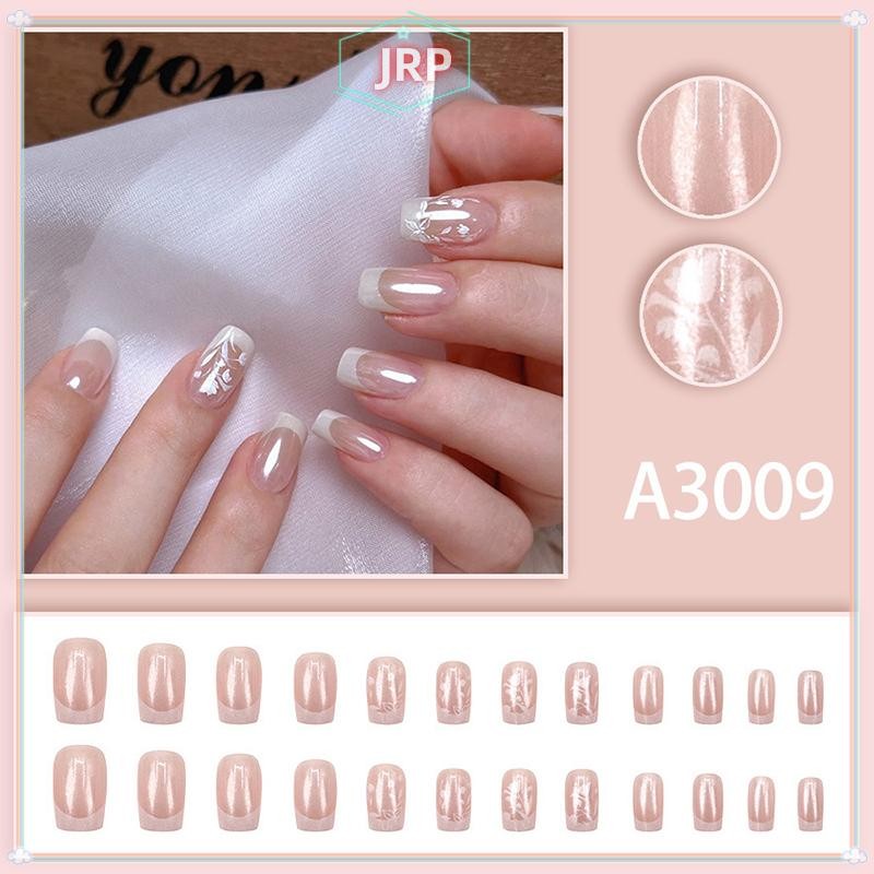 SmallbrainsJr 24 Chiếc Lilac Long Lanh Móng Tay Giả Vuông Ngắn W Thạch Dính Có Thể Tháo Rời Móng Tay Giả Full Cover Nhân Tạo Bấm Trên Móng Tay vn