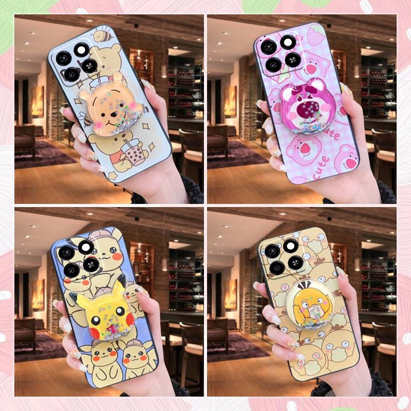 Ốp Mềm Chống Bụi Bẩn Ốp Lưng Điện Thoại ZTE Blade A35 / A55 Lấp Lánh TPU Dễ Thương Da Cảm Giác Silicon Thiết Kế Thời Trang Hoạt Hình Xoay Đứng Chống Va Đập Bảo Vệ Ống Kính Điện Thoại Chống Thấm Nước