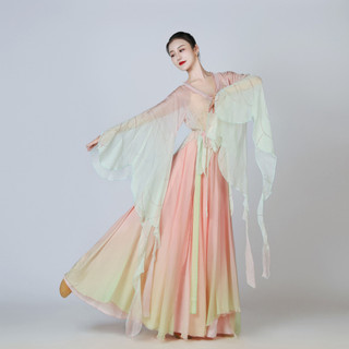 Trang phục khiêu vũ cổ điển Tay bướm Chuyển màu Cơ thể thanh lịch Rhyme Gạc Quần áo Siêu cổ tích Khiêu vũ Trung Quốc Phong cách cổ xưa Hiệu suất Trang phục thực hành Trang phục Nữ @ -