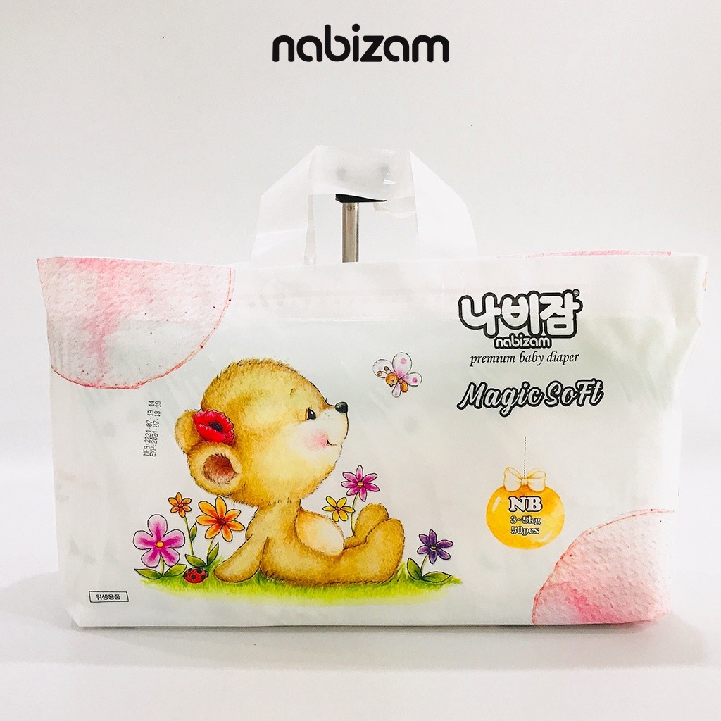 Ảnh Tã/Bỉm Dán NABIZAM Cao Cấp Mỏng Nhẹ, Khô Thoáng Chống Tràn Phù Hợp Dùng Ban Ngày, Đủ Size Từ 4-15kg, 32-50 Miếng/Bịch 3