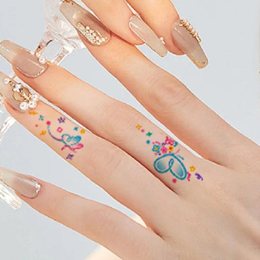 Hoa Văn Nhỏ Đơn Giản Bướm Hoa Màu Hình Xăm Hình Xăm Chống Thấm Nước Dán Bé Gái Lưng Q3p5