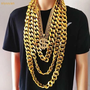 Siyuyan 50-120cm Quá Khổ Lớn Chunky Vòng Cổ Vàng Hip Hop Punk Gothic Rock Mặt Dây Chuyền Nhựa Đảng Đạo Cụ VN