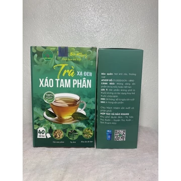 Hộp 40 gói trà xạ đen xáo tam phân Bảo Khang, xạ đen + xáo tam phân + hoa đu đủ đực, trà thảo mộc