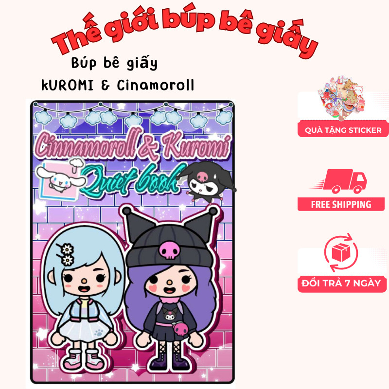 Đồ chơi búp bê giấy Ngôi nhà kuromi và cinamorol toca boca ,đồ chơi thủ công danh cho bé gái