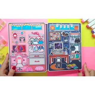 Búp bê giấy cô phù thủy nhỏ Enid toca boca house đồ chơi bóc dán thông minh danh cho bé