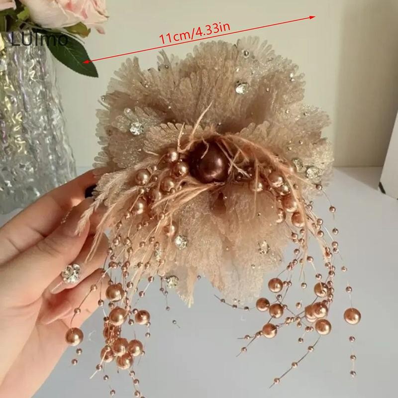Luimo 1 Lưới Thanh Lịch Hoa Kẹp Tóc Cho Nữ Ngọc Trai Thanh Lịch sel Kẹp Thời Trang Bé Gái Đuôi Ngựa Kẹp Phụ Kiện Tóc SBS