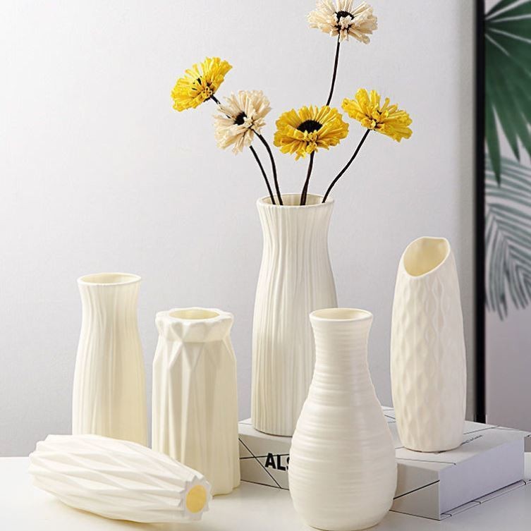 Bình hoa nhựa giả gốm décor, lọ hoa nhựa phong cách Bắc Âu