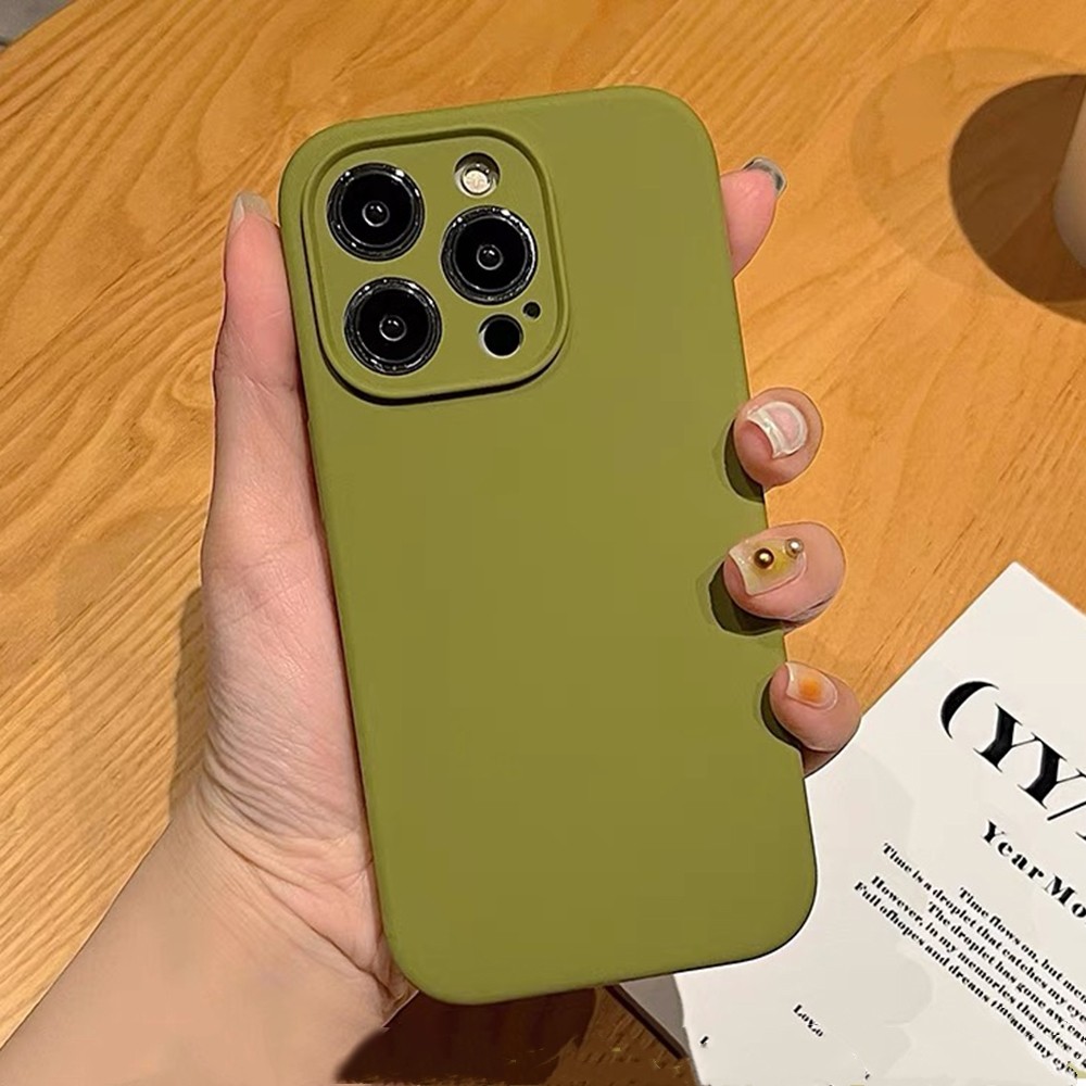 Bean Green Liquid Silicone Chính Xác Bảo Vệ Ống Kính Ốp Điện Thoại Cho iPhone 16 Pro Max 16 Plus 15 Pro Max 14 13 12 11 Pro Max Vỏ Chống Sốc