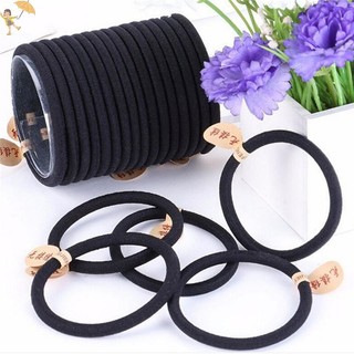 [Gou] 10 Dây Màu Đen Dây Co Giãn Dây Buộc Tóc Dày 4 Mm Dây Buộc Tóc Nữ VN
