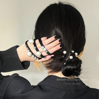 Dây buộc Tóc Ngọc Trai Rhinestone cao cấp phụ kiện tóc đầu bóng thấp mẫu mới 2024 cho nữ dây buộc tóc buộc đuôi ngựa DEYF