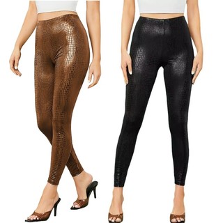 Vipdeal1 Quần da PU eo thoải mái Quần bó không chân Quần co giãn cho cuộc sống ban đêm và Occas chuyên nghiệp