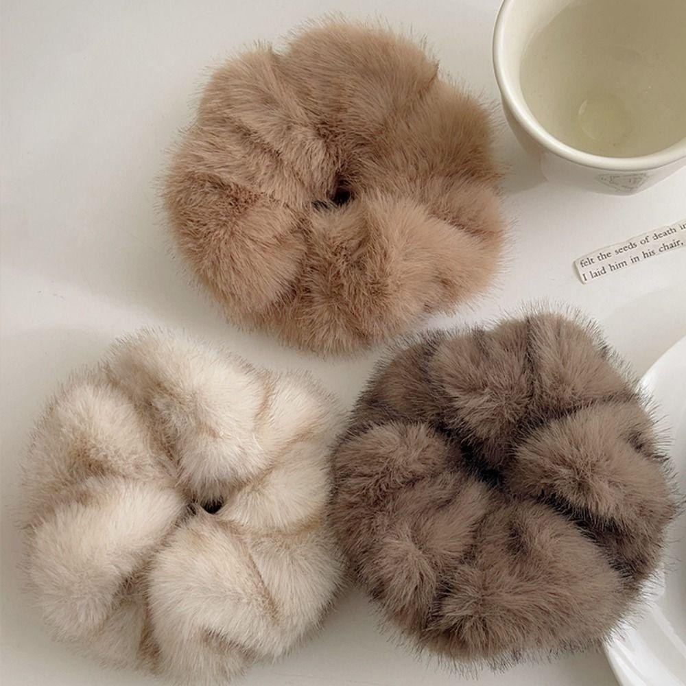Dây buộc tóc HOBBYIN cỡ lớn, lông tơ mềm mại, phụ kiện tóc thời trang thu đông